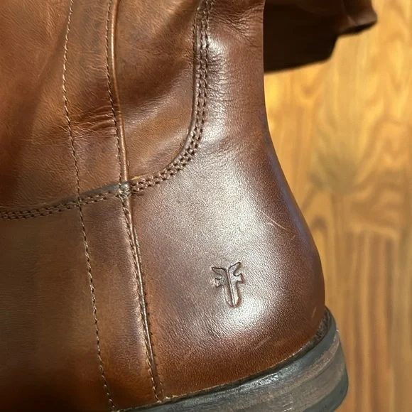 Frye Paige Cognac Brown Leather Knee-High Boots women size 5.5 NWOB